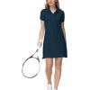 MoFiz Women’s Golf Tennis Dress Sports Polo Dress Short Sleeve Quick Dry Casual Workwear Button(Green Black)