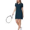 MoFiz Women’s Golf Tennis Dress Sports Polo Dress Short Sleeve Quick Dry Casual Workwear Button(Green Black)