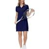 MoFiz Women’s Golf Tennis Dress Sports Polo Dress Short Sleeve Quick Dry Casual Workwear Button(Navy)