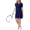 MoFiz Women’s Golf Tennis Dress Sports Polo Dress Short Sleeve Quick Dry Casual Workwear Button(Navy)