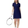 MoFiz Women’s Golf Tennis Dress Sports Polo Dress Short Sleeve Quick Dry Casual Workwear Button(Navy)