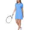 MoFiz Women’s Golf Tennis Dress Sports Polo Dress Short Sleeve Quick Dry Casual Workwear Button(Sky Blue)