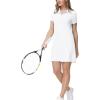 MoFiz Women’s Golf Tennis Dress Sports Polo Dress Short Sleeve Quick Dry Casual Workwear Button(White)