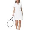 MoFiz Women’s Golf Tennis Dress Sports Polo Dress Short Sleeve Quick Dry Casual Workwear Button(White)