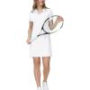 MoFiz Women’s Golf Tennis Dress Sports Polo Dress Short Sleeve Quick Dry Casual Workwear Button(White)