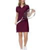 MoFiz Women’s Golf Tennis Dress Sports Polo Dress Short Sleeve Quick Dry Casual Workwear Button(Wine Red)