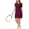 MoFiz Women’s Golf Tennis Dress Sports Polo Dress Short Sleeve Quick Dry Casual Workwear Button(Wine Red)