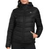 MoFiz Women’s Hooded Puffer Jacket Lightweight Quilted Coat 4 Pockets Full Zip Winter Warm Outerwear(Black)
