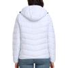 MoFiz Women’s Hooded Puffer Jacket Lightweight Quilted Coat 4 Pockets Full Zip Winter Warm Outerwear(White)