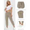 MoFiz Women’s Lightweight Hiking Cargo Pants Outdoor Quick Dry Casual Travel Sweatpants Joggers Elastic Waist Button Pockets(A02-khaki)