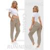 MoFiz Women’s Lightweight Hiking Cargo Pants Outdoor Quick Dry Casual Travel Sweatpants Joggers Elastic Waist Button Pockets(A02-khaki)