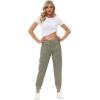 MoFiz Women’s Lightweight Hiking Cargo Pants Outdoor Quick Dry Casual Travel Sweatpants Joggers Elastic Waist Button Pockets(A04-grey Khaki)