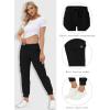 MoFiz Women’s Lightweight Hiking Cargo Pants Outdoor Quick Dry Casual Travel Sweatpants Joggers Elastic Waist Button Pockets(A06-black)