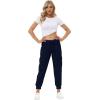 MoFiz Women’s Lightweight Hiking Cargo Pants Outdoor Quick Dry Casual Travel Sweatpants Joggers Elastic Waist Button Pockets(A08-navy)