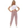 MoFiz Women’s Lightweight Hiking Cargo Pants Outdoor Quick Dry Casual Travel Sweatpants Joggers Elastic Waist Button Pockets(A11-dusty Pink)