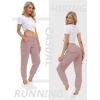MoFiz Women’s Lightweight Hiking Cargo Pants Outdoor Quick Dry Casual Travel Sweatpants Joggers Elastic Waist Button Pockets(A11-dusty Pink)