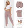 MoFiz Women’s Lightweight Hiking Cargo Pants Outdoor Quick Dry Casual Travel Sweatpants Joggers Elastic Waist Button Pockets(A11-dusty Pink)