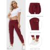 MoFiz Women’s Lightweight Hiking Cargo Pants Outdoor Quick Dry Casual Travel Sweatpants Joggers Elastic Waist Button Pockets(A17-wine Red)