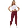 MoFiz Women’s Lightweight Hiking Cargo Pants Outdoor Quick Dry Casual Travel Sweatpants Joggers Elastic Waist Button Pockets(A17-wine Red)