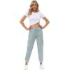 MoFiz Women’s Lightweight Hiking Cargo Pants Outdoor Quick Dry Casual Travel Sweatpants Joggers Elastic Waist Button Pockets(A18-light Grey)