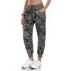 MoFiz Women’s Lightweight Hiking Cargo Pants Outdoor Quick Dry Casual Travel Sweatpants Joggers Elastic Waist Button Pockets(A20-camouflage Green)
