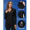 MoFiz Women’s Long Sleeve Golf Polo Shirt 1/4 Zip UPF 50+ Sun Protection Quick Dry Lightweight Athletic Hiking Running Tops(01-black)