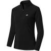 MoFiz Women’s Long Sleeve Golf Polo Shirt 1/4 Zip UPF 50+ Sun Protection Quick Dry Lightweight Athletic Hiking Running Tops(01-black)