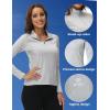MoFiz Women’s Long Sleeve Golf Polo Shirt 1/4 Zip UPF 50+ Sun Protection Quick Dry Lightweight Athletic Hiking Running Tops(01-greyish White)