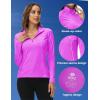 MoFiz Women’s Long Sleeve Golf Polo Shirt 1/4 Zip UPF 50+ Sun Protection Quick Dry Lightweight Athletic Hiking Running Tops(01-purple)