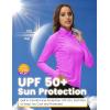 MoFiz Women’s Long Sleeve Golf Polo Shirt 1/4 Zip UPF 50+ Sun Protection Quick Dry Lightweight Athletic Hiking Running Tops(01-purple)