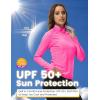 MoFiz Women’s Long Sleeve Golf Polo Shirt 1/4 Zip UPF 50+ Sun Protection Quick Dry Lightweight Athletic Hiking Running Tops(01-rose Red)