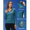 MoFiz Women’s Long Sleeve Golf Polo Shirt 1/4 Zip UPF 50+ Sun Protection Quick Dry Lightweight Athletic Hiking Running Tops(01-sea Blue)