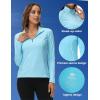 MoFiz Women’s Long Sleeve Golf Polo Shirt 1/4 Zip UPF 50+ Sun Protection Quick Dry Lightweight Athletic Hiking Running Tops(01-sky Blue)