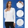 MoFiz Women’s Long Sleeve Golf Polo Shirt 1/4 Zip UPF 50+ Sun Protection Quick Dry Lightweight Athletic Hiking Running Tops(01-white)