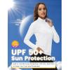 MoFiz Women’s Long Sleeve Golf Polo Shirt 1/4 Zip UPF 50+ Sun Protection Quick Dry Lightweight Athletic Hiking Running Tops(01-white)