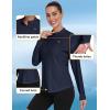 MoFiz Women’s Long Sleeve Golf Polo Shirt 1/4 Zip UPF 50+ Sun Protection Quick Dry Lightweight Athletic Hiking Running Tops(Navy Blue)