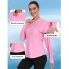 MoFiz Women’s Long Sleeve Golf Polo Shirt 1/4 Zip UPF 50+ Sun Protection Quick Dry Lightweight Athletic Hiking Running Tops(Pink)