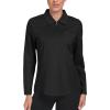 MoFiz Women’s Long Sleeve Golf Polo Shirt Zip-Up Quick Dry Activewear Tennis Shirts Athletic Casual Tops with Collar(B-black)