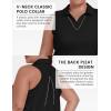 MoFiz Women’s Plus Size Golf Polo Shirt Sleeveless Racerback Tennis Tank Tops V-Neck Collared Loose Fit Athletic T-Shirt(Black)