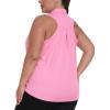 MoFiz Women’s Plus Size Golf Polo Shirt Sleeveless Racerback Tennis Tank Tops V-Neck Collared Loose Fit Athletic T-Shirt(Pink)