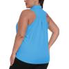 MoFiz Women’s Plus Size Golf Polo Shirt Sleeveless Racerback Tennis Tank Tops V-Neck Collared Loose Fit Athletic T-Shirt(Sky Blue)