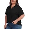 MoFiz Women’s Plus Size Golf Polo Shirts Loose Fit Short Sleeve V-Neck Tennis Workouts Tops, XL-5XL(Black)