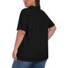 MoFiz Women’s Plus Size Golf Polo Shirts Loose Fit Short Sleeve V-Neck Tennis Workouts Tops, XL-5XL(Black)