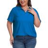 MoFiz Women’s Plus Size Golf Polo Shirts Loose Fit Short Sleeve V-Neck Tennis Workouts Tops, XL-5XL(Blue)