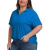 MoFiz Women’s Plus Size Golf Polo Shirts Loose Fit Short Sleeve V-Neck Tennis Workouts Tops, XL-5XL(Blue)