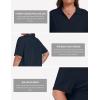MoFiz Women’s Plus Size Golf Polo Shirts Loose Fit Short Sleeve V-Neck Tennis Workouts Tops, XL-5XL(Navy Blue)