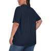 MoFiz Women’s Plus Size Golf Polo Shirts Loose Fit Short Sleeve V-Neck Tennis Workouts Tops, XL-5XL(Navy Blue)