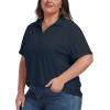 MoFiz Women’s Plus Size Golf Polo Shirts Loose Fit Short Sleeve V-Neck Tennis Workouts Tops, XL-5XL(Navy Blue)