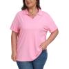 MoFiz Women’s Plus Size Golf Polo Shirts Loose Fit Short Sleeve V-Neck Tennis Workouts Tops, XL-5XL(Pink)