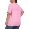 MoFiz Women’s Plus Size Golf Polo Shirts Loose Fit Short Sleeve V-Neck Tennis Workouts Tops, XL-5XL(Pink)